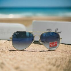 Branded Rb Gold Blue Aviator Sunglasses