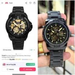 FOSSIL MEN BLACK SKELETON DIAL