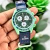 mega x Swatch Speedmaster Moonswatch "Mission On Earth" chronograph.